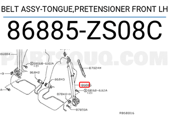 Nissan 86885ZS08C BELT ASSY-TONGUE,PRETENSIONER FRONT LH