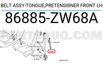 Nissan 86885ZW68A BELT ASSY-TONGUE,PRETENSIONER FRONT LH