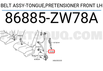 Nissan 86885ZW78A BELT ASSY-TONGUE,PRETENSIONER FRONT LH