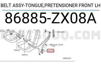 Nissan 86885ZX08A BELT ASSY-TONGUE,PRETENSIONER FRONT LH