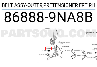 Nissan 868889NA8B BELT ASSY-OUTER,PRETENSIONER FRT RH