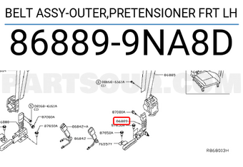 Nissan 868899NA8D BELT ASSY-OUTER,PRETENSIONER FRT LH