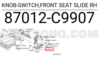 Nissan 87012C9907 KNOB-SWITCH,FRONT SEAT SLIDE RH