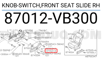 Nissan 87012VB300 KNOB-SWITCH,FRONT SEAT SLIDE RH
