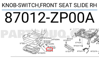 Nissan 87012ZP00A KNOB-SWITCH,FRONT SEAT SLIDE RH