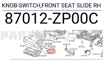Nissan 87012ZP00C KNOB-SWITCH,FRONT SEAT SLIDE RH