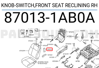 Nissan 870131AB0A KNOB-SWITCH,FRONT SEAT RECLINING RH