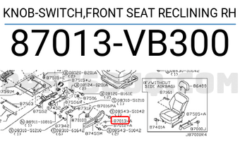 Nissan 87013VB300 KNOB-SWITCH,FRONT SEAT RECLINING RH