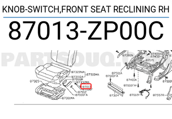 Nissan 87013ZP00C KNOB-SWITCH,FRONT SEAT RECLINING RH