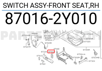 Nissan 870162Y010 SWITCH ASSY-FRONT SEAT,RH