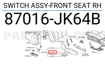 Nissan 87016JK64B SWITCH ASSY-FRONT SEAT RH