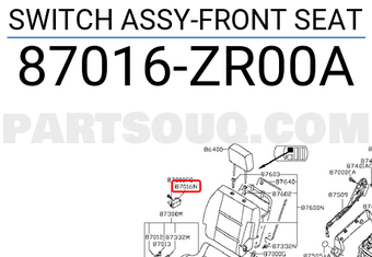 Nissan 87016ZR00A SWITCH ASSY-FRONT SEAT