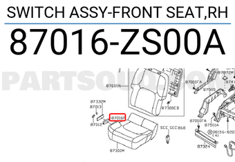 Nissan 87016ZS00A SWITCH ASSY-FRONT SEAT,RH