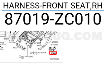 Nissan 87019ZC010 HARNESS-FRONT SEAT,RH