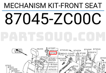 Nissan 87045ZC00C MECHANISM KIT-FRONT SEAT
