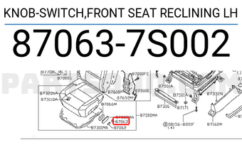Nissan 870637S002 KNOB-SWITCH,FRONT SEAT RECLINING LH
