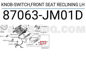 Nissan 87063JM01D KNOB-SWITCH,FRONT SEAT RECLINING LH