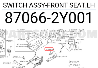 Nissan 870662Y001 SWITCH ASSY-FRONT SEAT,LH