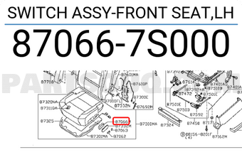 Nissan 870667S000 SWITCH ASSY-FRONT SEAT,LH