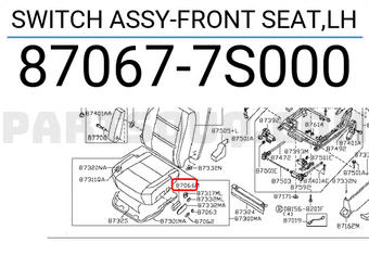 Nissan 870677S000 SWITCH ASSY-FRONT SEAT,LH