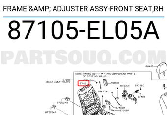 Nissan 87105EL05A FRAME & ADJUSTER ASSY-FRONT SEAT,RH