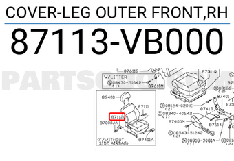 Nissan 87113VB000 COVER-LEG OUTER FRONT,RH