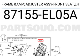 Nissan 87155EL05A FRAME & ADJUSTER ASSY-FRONT SEAT,LH