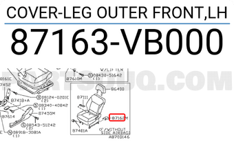 Nissan 87163VB000 COVER-LEG OUTER FRONT,LH