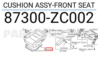 Nissan 87300ZC002 CUSHION ASSY-FRONT SEAT