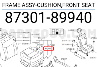 Nissan 8730189940 FRAME ASSY-CUSHION,FRONT SEAT