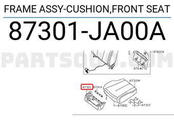 Nissan 87301JA00A FRAME ASSY-CUSHION,FRONT SEAT