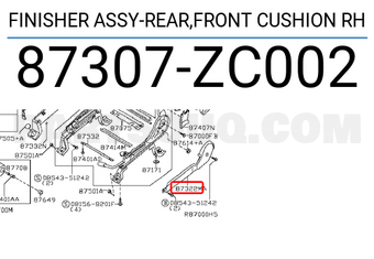 Nissan 87307ZC002 FINISHER ASSY-REAR,FRONT CUSHION RH