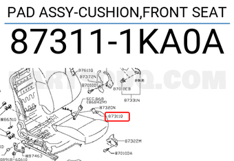 Nissan 873111KA0A PAD ASSY-CUSHION,FRONT SEAT