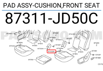 Nissan 87311JD50C PAD ASSY-CUSHION,FRONT SEAT