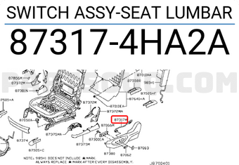 Nissan 873174HA2A SWITCH ASSY-SEAT LUMBAR