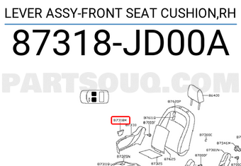 Nissan 87318JD00A LEVER ASSY-FRONT SEAT CUSHION,RH