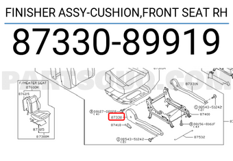 Nissan 8733089919 FINISHER ASSY-CUSHION,FRONT SEAT RH