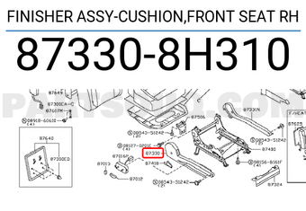 Nissan 873308H310 FINISHER ASSY-CUSHION,FRONT SEAT RH