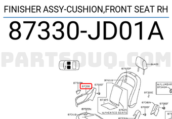 Nissan 87330JD01A FINISHER ASSY-CUSHION,FRONT SEAT RH