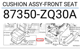 Nissan 87350ZQ30A CUSHION ASSY-FRONT SEAT