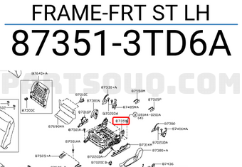 Nissan 873513TD6A FRAME-FRT ST LH
