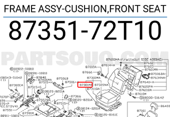 Nissan 8735172T10 FRAME ASSY-CUSHION,FRONT SEAT