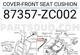 Nissan 87357ZC002 COVER-FRONT SEAT CUSHION