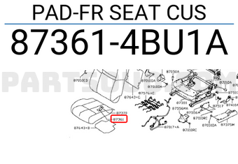 Nissan 873614BU1A PAD-FR SEAT CUS