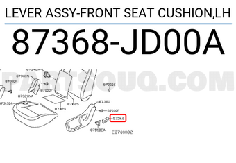 Nissan 87368JD00A LEVER ASSY-FRONT SEAT CUSHION,LH