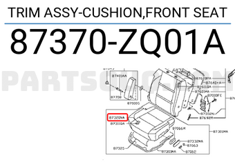 Nissan 87370ZQ01A TRIM ASSY-CUSHION,FRONT SEAT