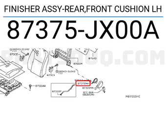 Nissan 87375JX00A FINISHER ASSY-REAR,FRONT CUSHION LH