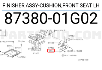 Nissan 8738001G02 FINISHER ASSY-CUSHION,FRONT SEAT LH