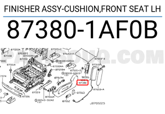 Nissan 873801AF0B FINISHER ASSY-CUSHION,FRONT SEAT LH