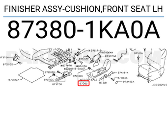 Nissan 873801KA0A FINISHER ASSY-CUSHION,FRONT SEAT LH